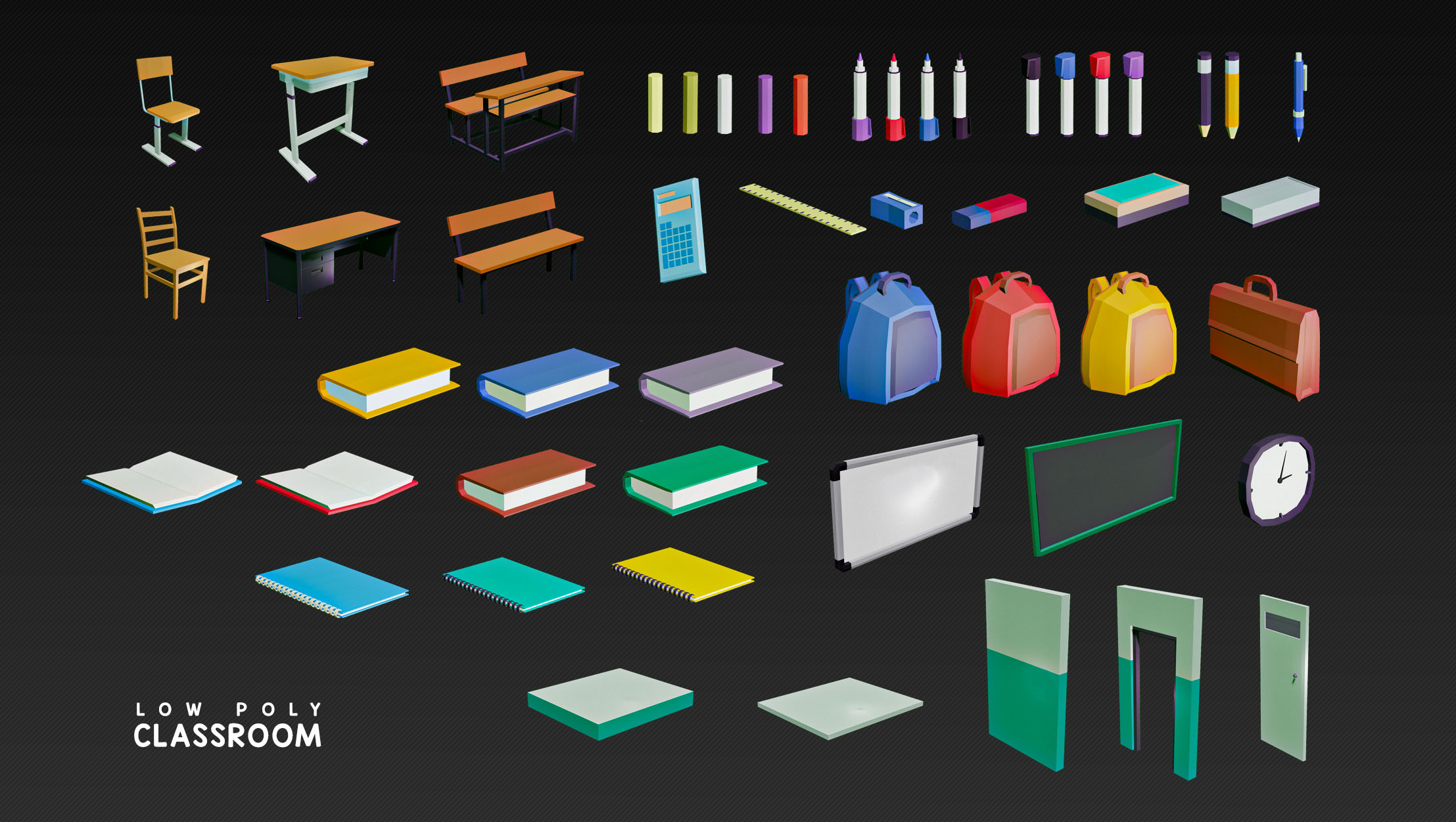 Low Poly Modular Classroom preview