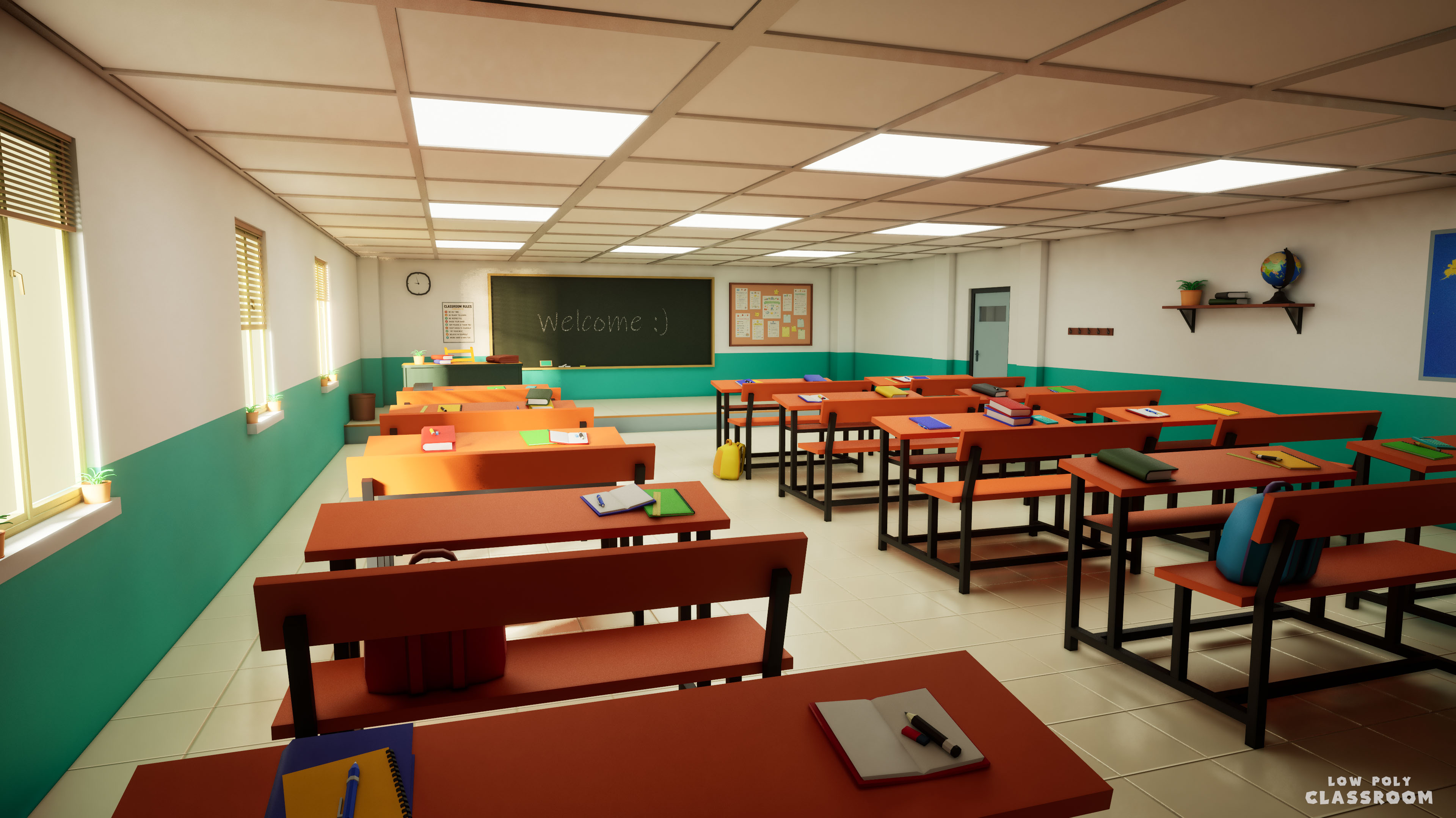 Low Poly Modular Classroom preview