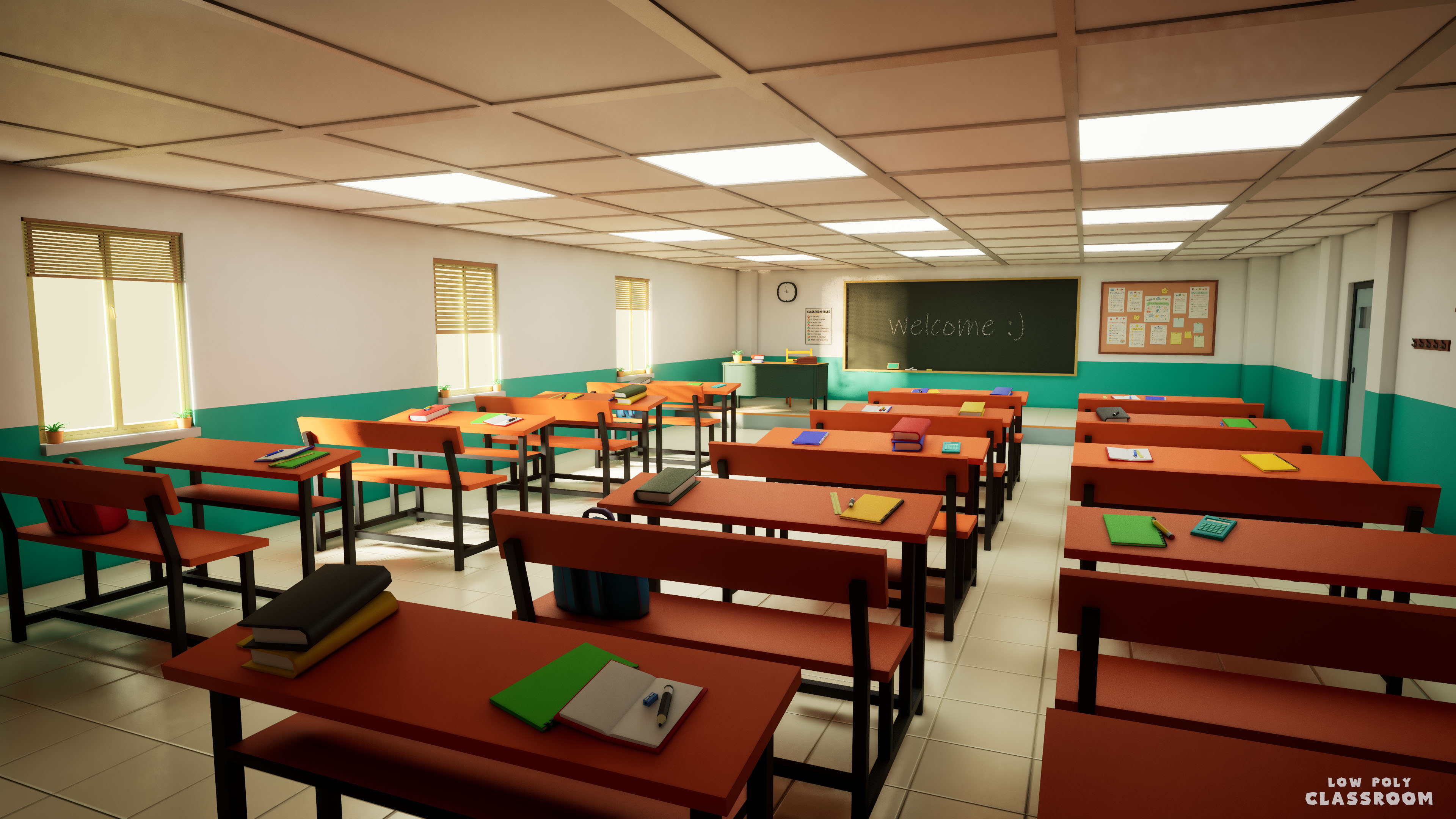 Low Poly Modular Classroom preview