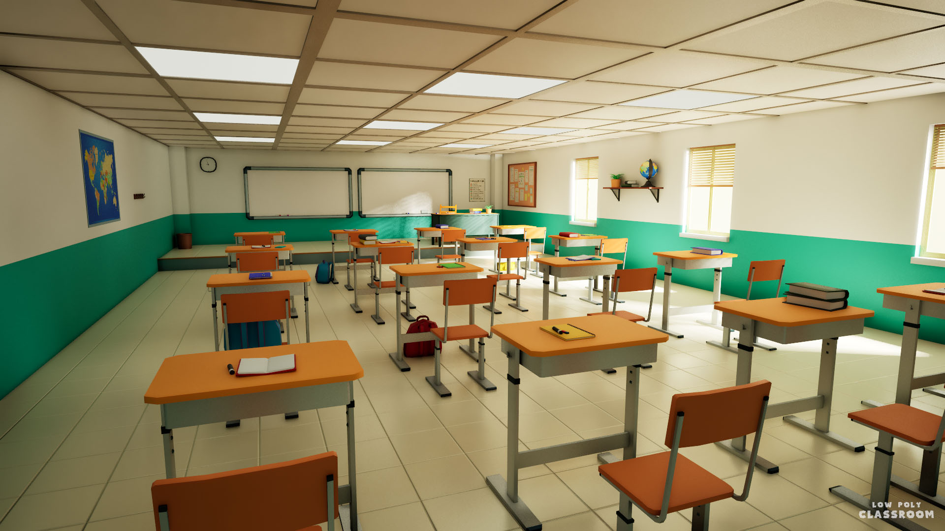 Low Poly Modular Classroom preview