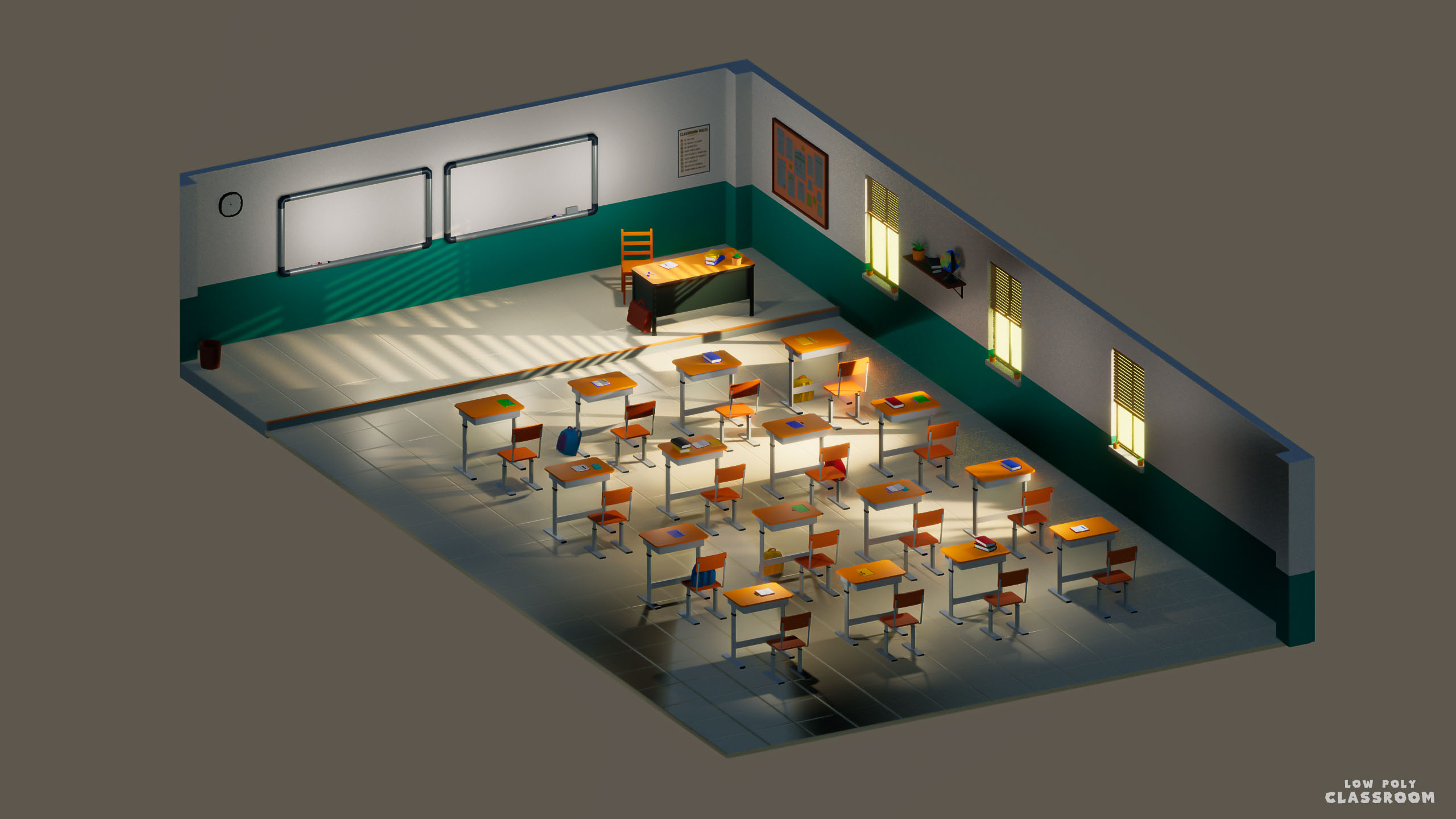 Low Poly Modular Classroom preview