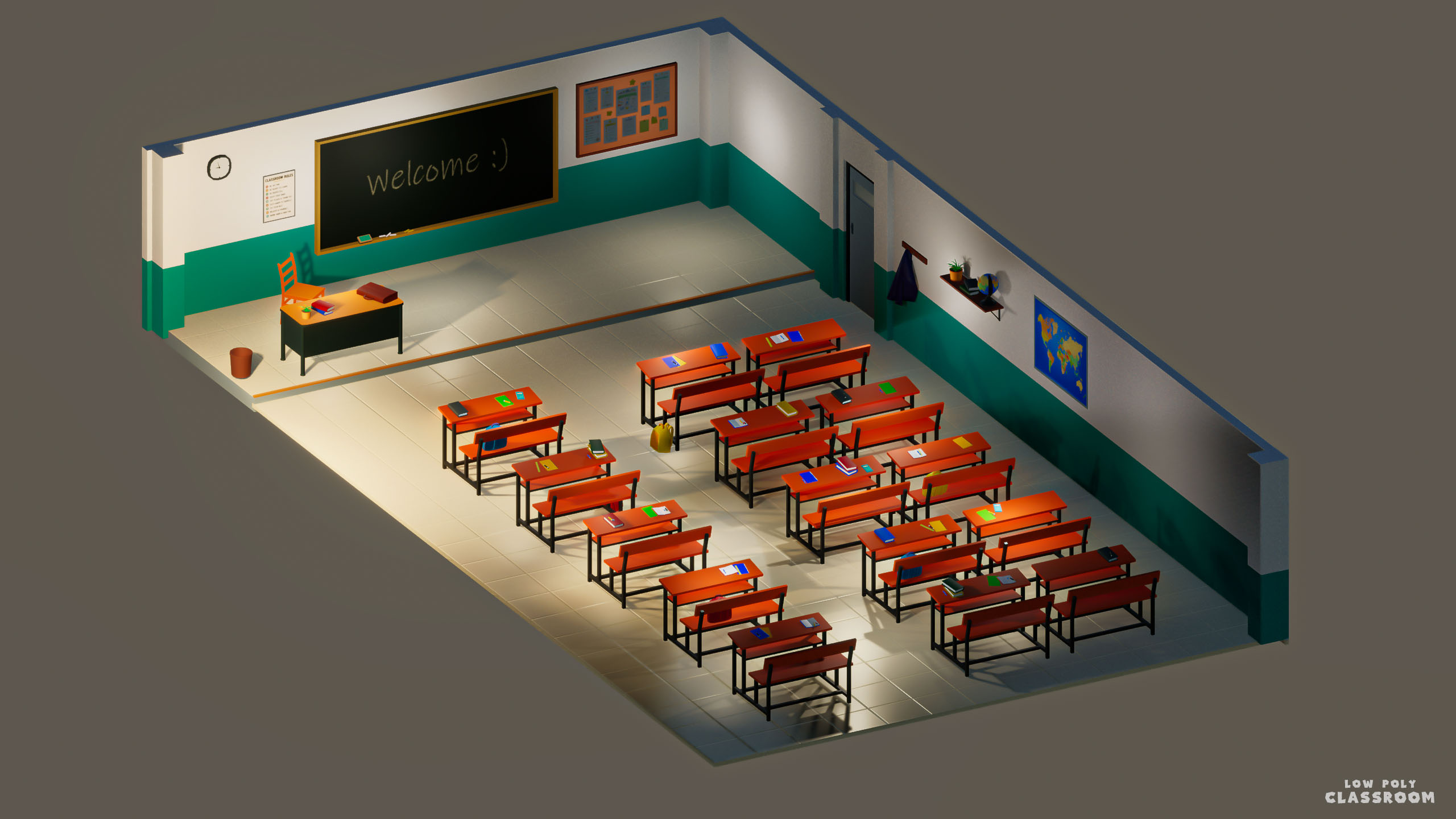 Low Poly Modular Classroom preview