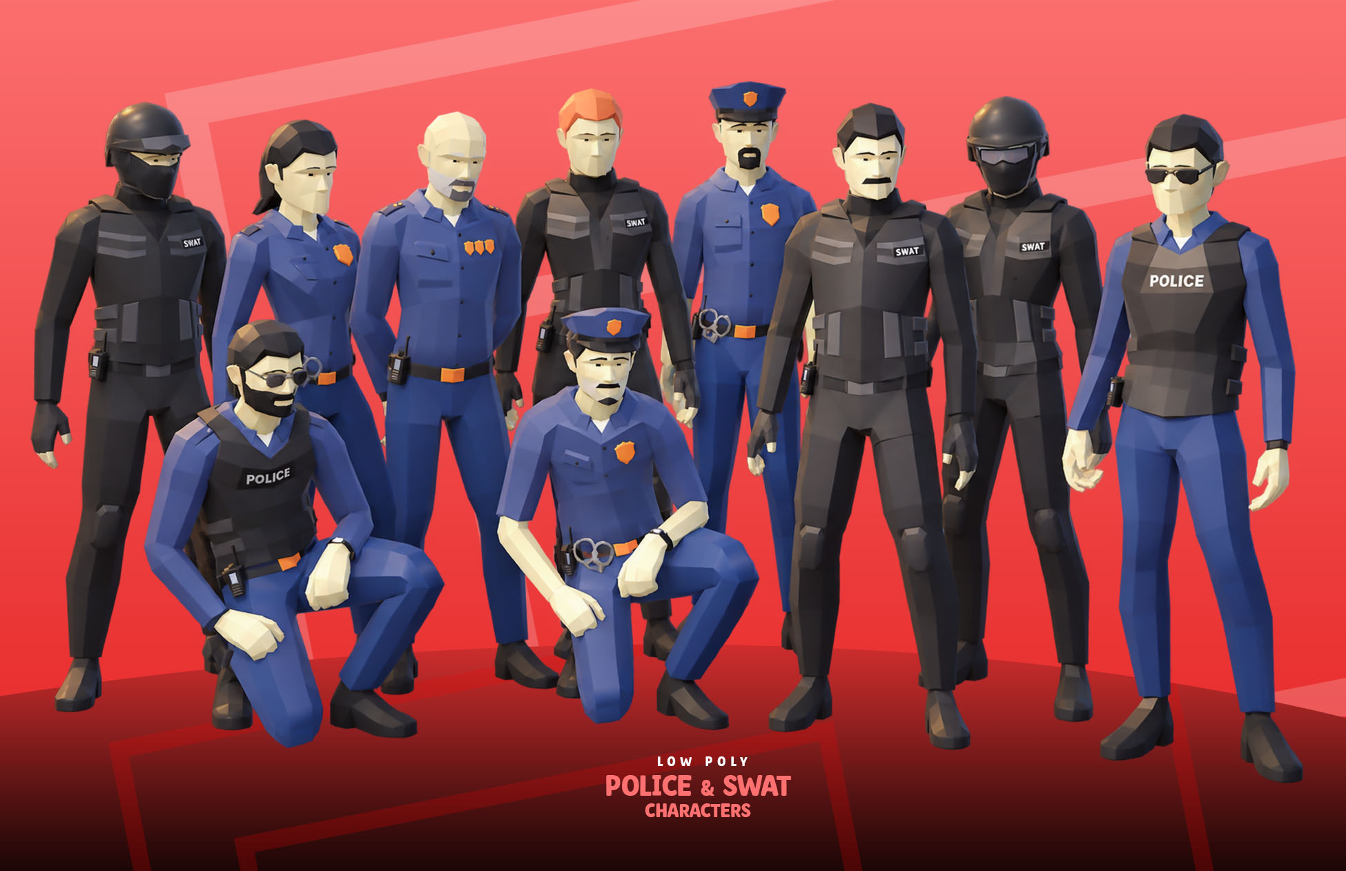 Low Poly Police & SWAT Character Pack preview